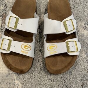 Women’s White Green Bay Packers Double-Buckle Sandals